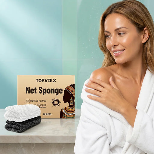 TORVIKX 2Pcs/Set Exfoliating Body Scrub Towel Hexagon Weave Double-Sided Bath Towel for Body Care - 2 Pieces - 2