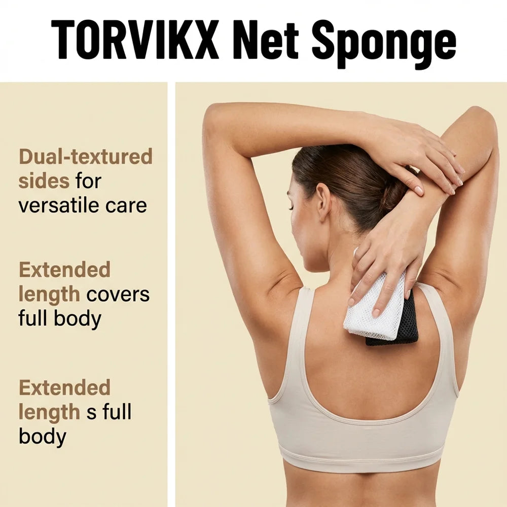 TORVIKX 2Pcs/Set Exfoliating Body Scrub Towel Hexagon Weave Double-Sided Bath Towel for Body Care - 2 Pieces - 4
