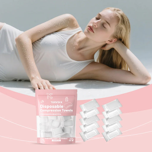 TORVIKX 10Pcs Compressed Towels for Outdoor Travel Portable Disposable Facial Wipe Cleaning Towels - 10 Pieces - 2