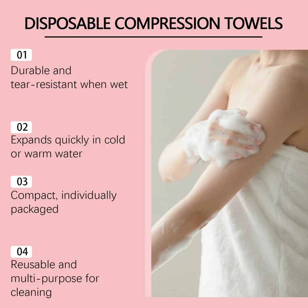 TORVIKX 10Pcs Compressed Towels for Outdoor Travel Portable Disposable Facial Wipe Cleaning Towels - 10 Pieces - 7