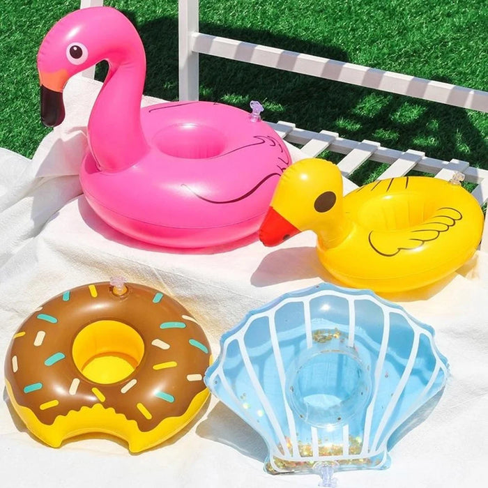 Inflatable Cup Holder Pool Float Watermelon Pineapple Donut Swan Fruit Pool Party Drink Holder - Pineapple - 2