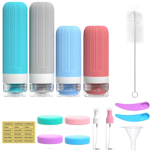 Leak Proof Travel Silicone Bottles Set 60ml 90ml Portable Containers for Shampoo Body Wash - Style 1 - 1