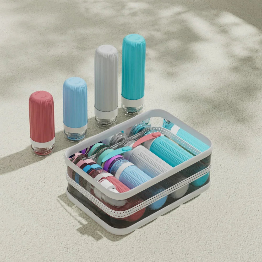 Leak Proof Travel Silicone Bottles Set 60ml 90ml Portable Containers for Shampoo Body Wash - Style 1 - 6