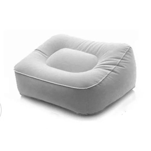 Single Layer Inflatable Footrest Pillow PVC Flocked Travel Foot Rest Air Cushion for Leg Up Relaxing - Light Gray - 1