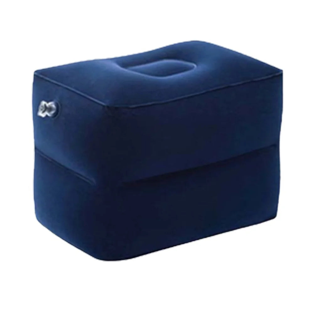 Double Layer PVC Flocked Inflatable Footrest Cushion Portable Foot Rest Air Pillow for Travel Office - Navy Blue - 1