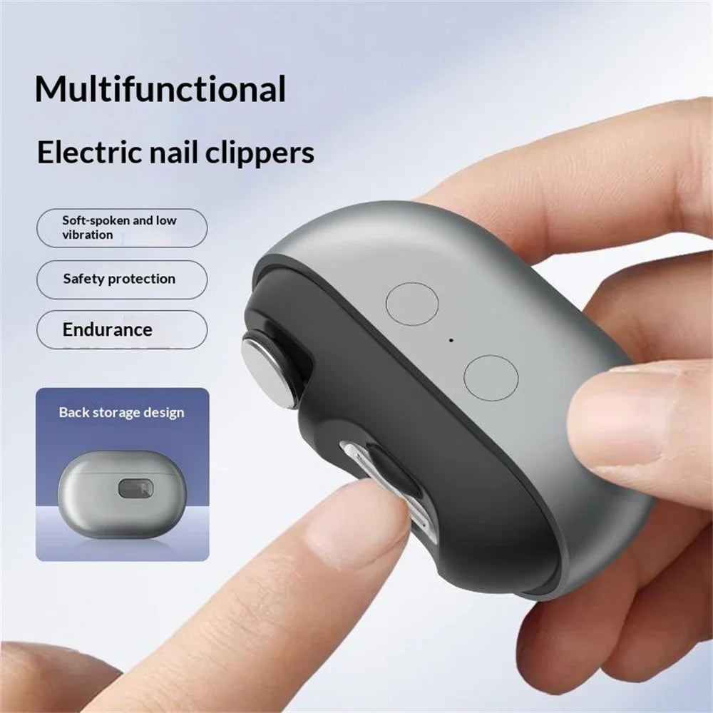 M7 3-in-1 Multi-functional Electric Nail Clipper Ultra-Quiet 500mAh Type-C LED Light Automatic Nail Trimmer - Grey - 3