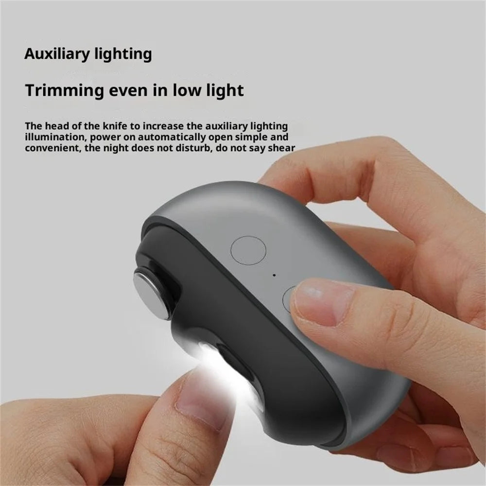 M7 3-in-1 Multi-functional Electric Nail Clipper Ultra-Quiet 500mAh Type-C LED Light Automatic Nail Trimmer - Grey - 6