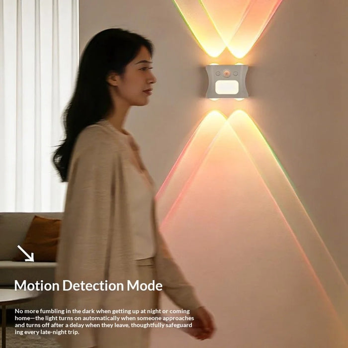 16 Color Gradient Smart RGB LED Night Light Motion Sensor Magnetic Wireless Wall Lamp - White - 3