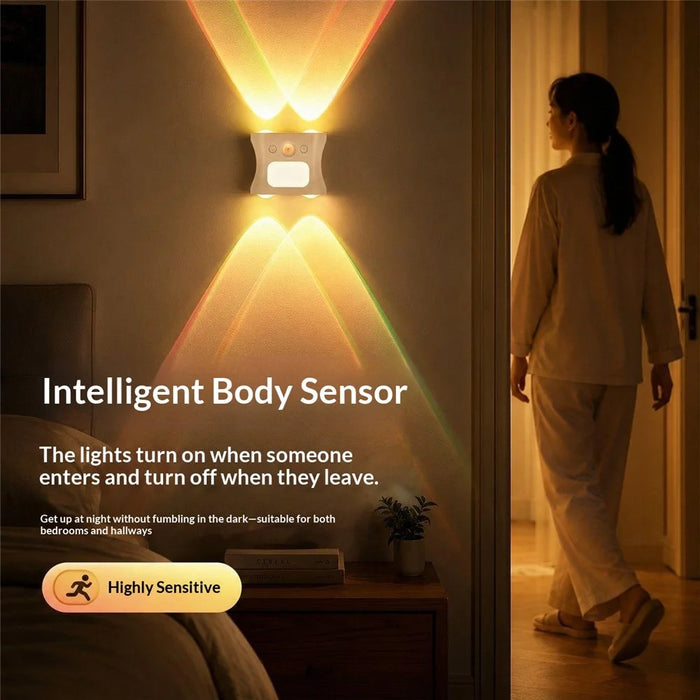 16 Color Gradient Smart RGB LED Night Light Motion Sensor Magnetic Wireless Wall Lamp - White - 5