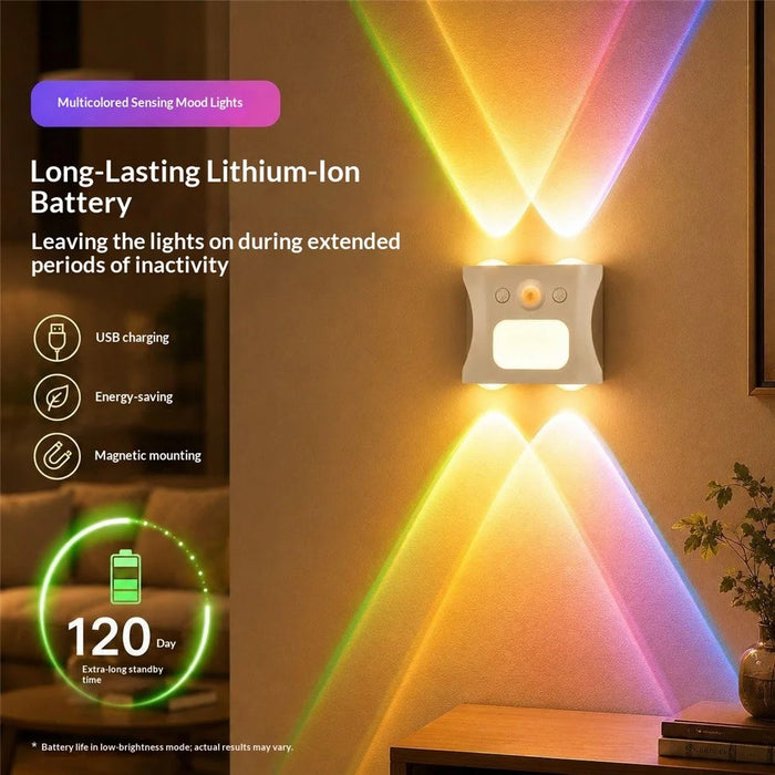 16 Color Gradient Smart RGB LED Night Light Motion Sensor Magnetic Wireless Wall Lamp - White - 6