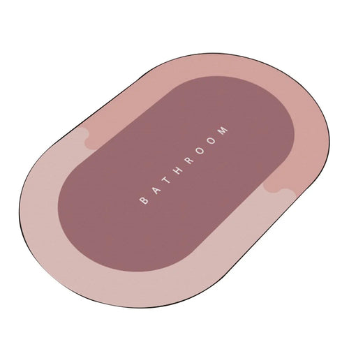 40*60cm Oval Shape Diatom Mud Carpet Super Absorbent Floor Mat Bath Mat Non-Slip Bathroom Rug Quick Dry Door Cushion - Pink - 1