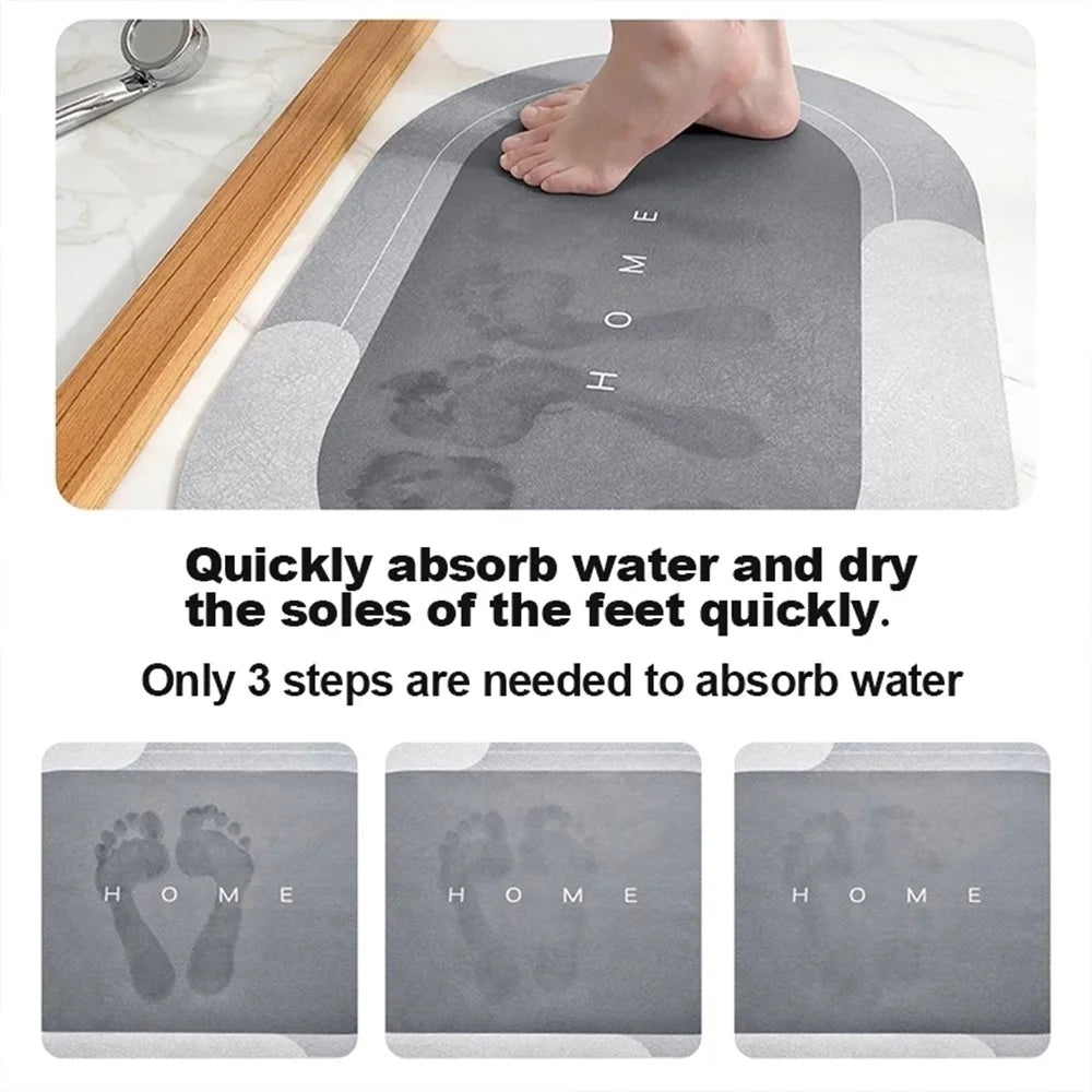 40*60cm Oval Shape Diatom Mud Carpet Super Absorbent Floor Mat Bath Mat Non-Slip Bathroom Rug Quick Dry Door Cushion - Pink - 5