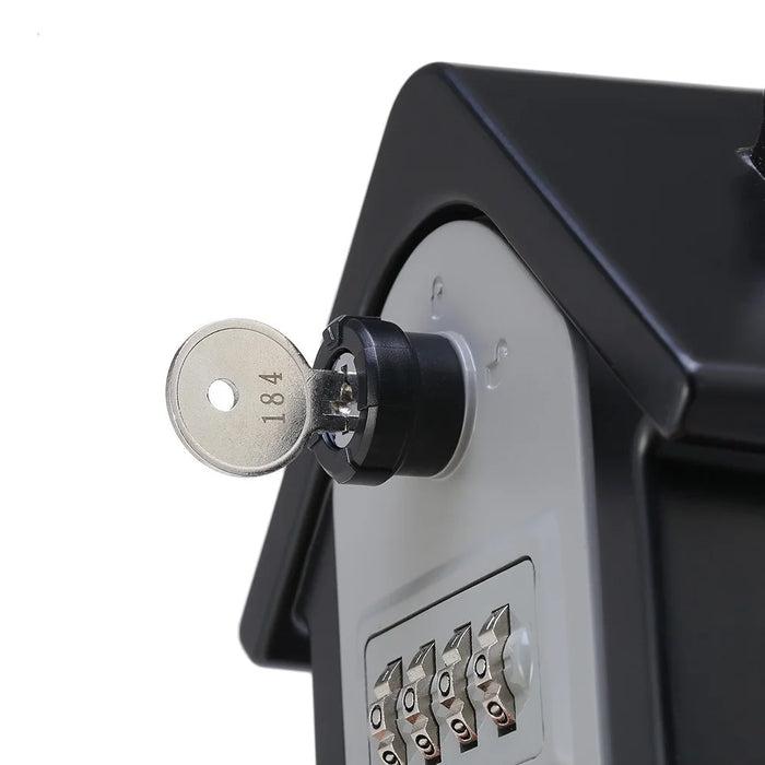 House Shaped 4-digit Combination Lock Box with 2 Keys Large Space Metal Secure Storage for Home Office Hotel - Silver Gray - 3