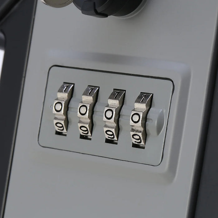 House Shaped 4-digit Combination Lock Box with 2 Keys Large Space Metal Secure Storage for Home Office Hotel - Silver Gray - 4