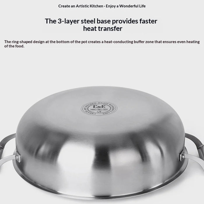 C&E 30cm 3-Tier Steamer Pot 304 Stainless Steel Multi-Functional Soup Stockpot for Home Cooking (BPA Free, No FDA) - Silver - 6