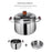 C&E 22cm Steamer Pot 304 Stainless Steel Composite Base Low-Sugar Rice Cooker with Beech Wood Handle (BPA Free, No FDA) - Silver - 2