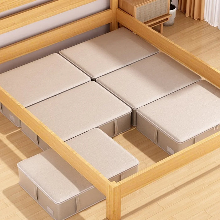 50x40x15cm Under Bed Storage Box Large Capacity Foldable Clothes Organizer with Handles - Beige - 7