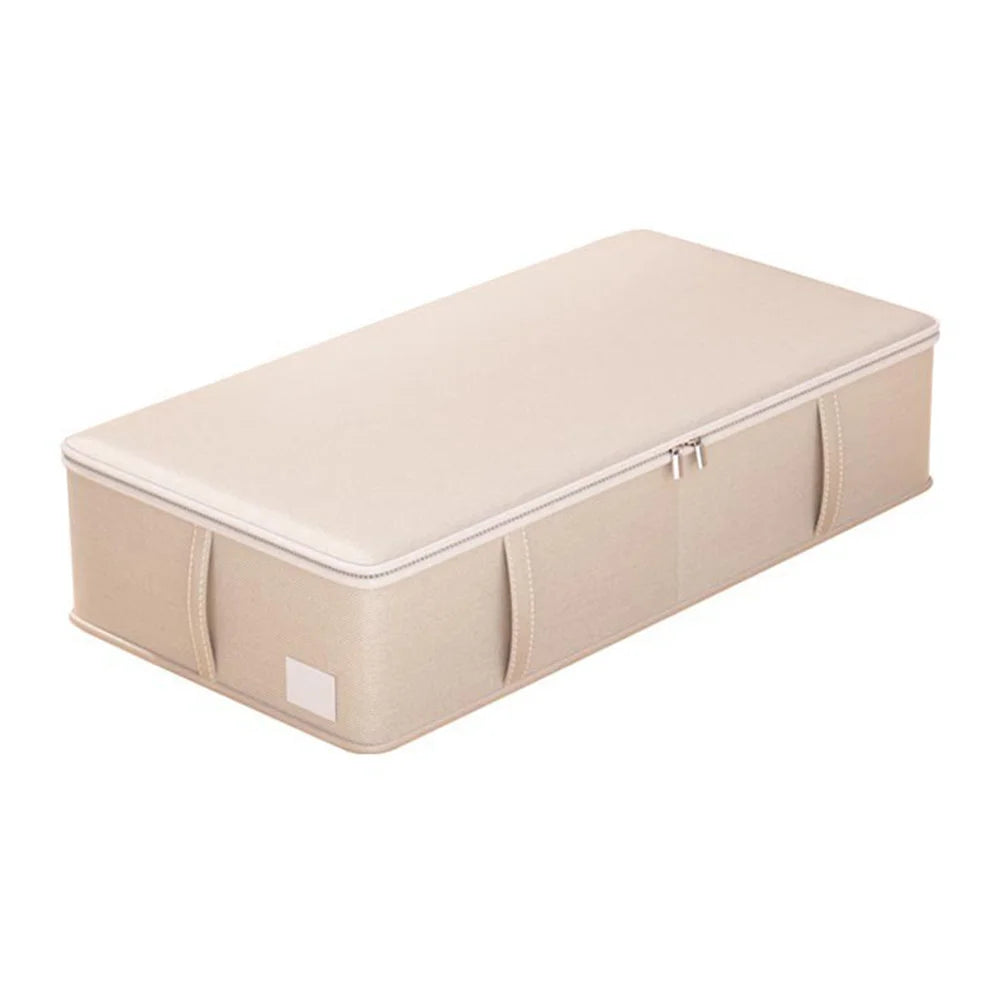 80x47x25cm Under Bed Storage Box Large Capacity Foldable Clothes Organizer with Handles - Beige - 1