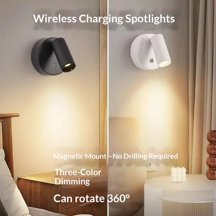 Y-05 USB Rechargeable Magnetic Wall Lamp 3W COB 3-Color Dimmable Touch Control Night Light - Black - 2
