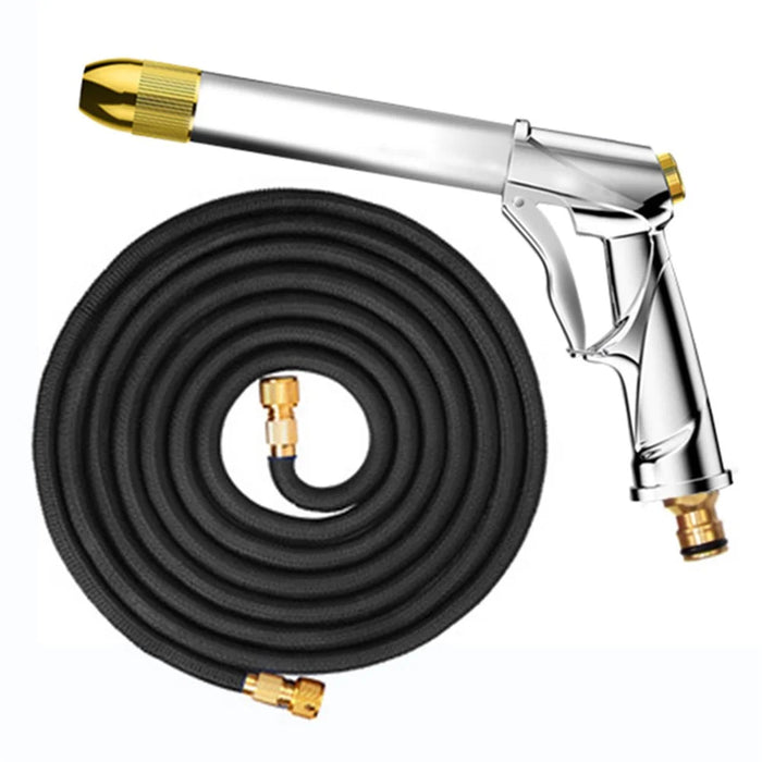 SUITU R-2383 15m Pure-Copper Nozzle + Aluminum Alloy Body High Pressure Water Pipe Sprayer Gun Set for Car Washing/Outdoor/Gardening/Pets Shower - Silver - 1
