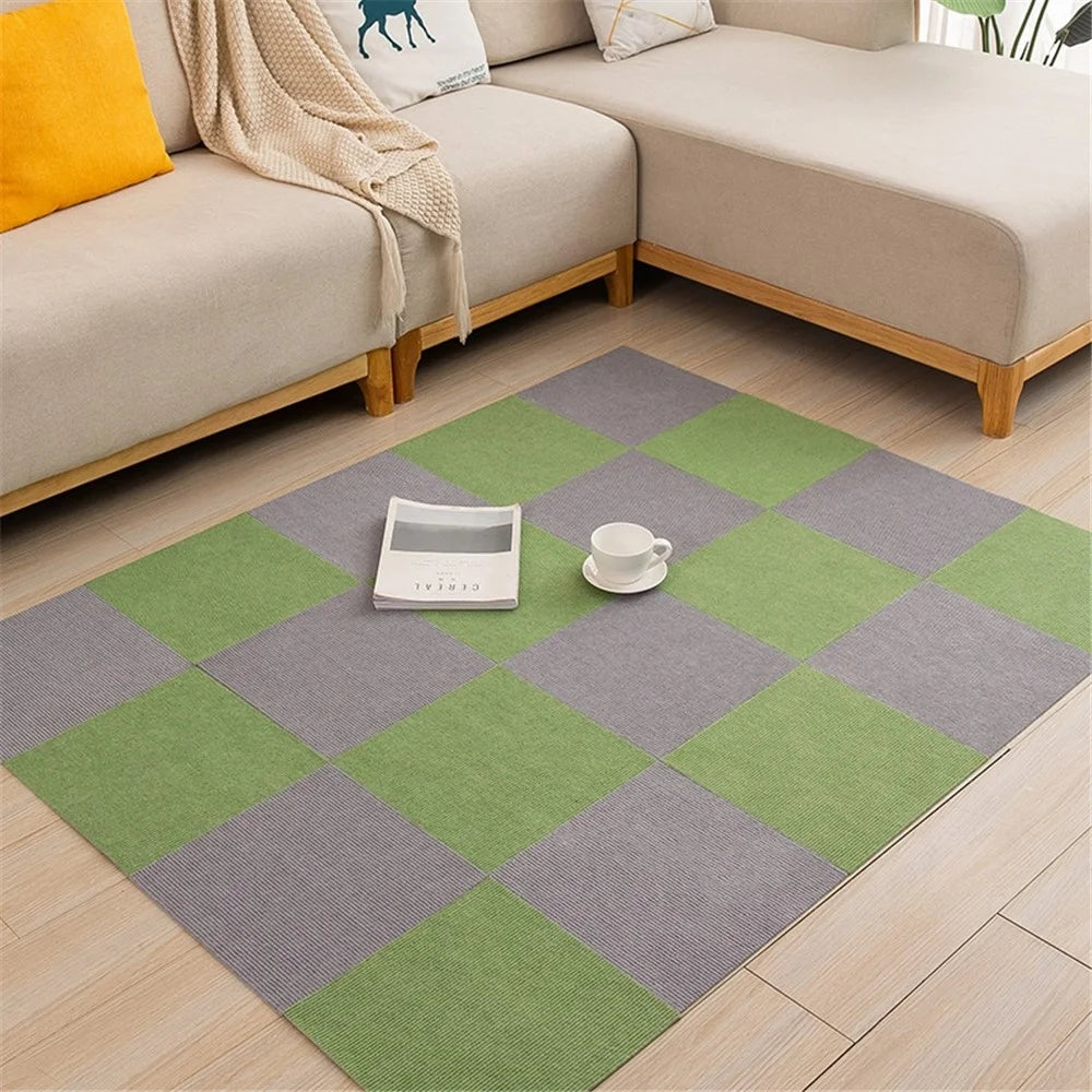30cmx30cm Self Adhesive Carpet Floor Tiles Baby Rugs Washable Anti-slip Floor Mats Squares Floor Protection Pad for Indoor Home Office - White - 4