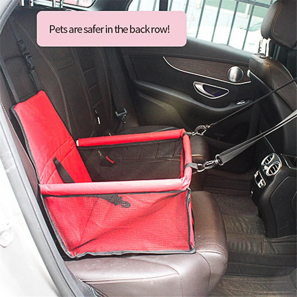 Pet Dog Booster Waterproof Puppy Cat Carrier Seat Foldable Oxford Cloth Pet Car Basket with PVC Tube Frame - Printed Black - 5