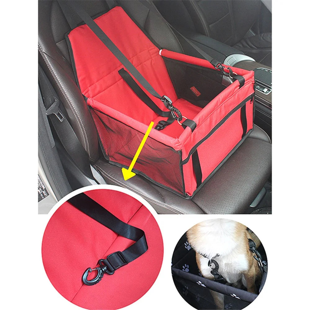 Pet Dog Booster Waterproof Puppy Cat Carrier Seat Foldable Oxford Cloth Pet Car Basket with PVC Tube Frame - Printed Black - 6
