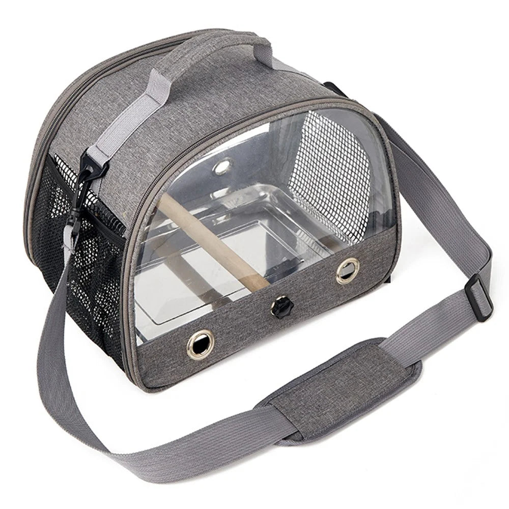 QS-107 Portable Pet Gift Bird Cage 300D Oxford Cloth Transparent PVC Bird Carrying Bag Parrot Pigeon Carrier - 1