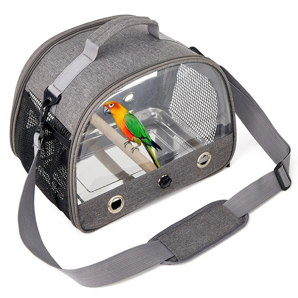 QS-107 Portable Pet Gift Bird Cage 300D Oxford Cloth Transparent PVC Bird Carrying Bag Parrot Pigeon Carrier - 2