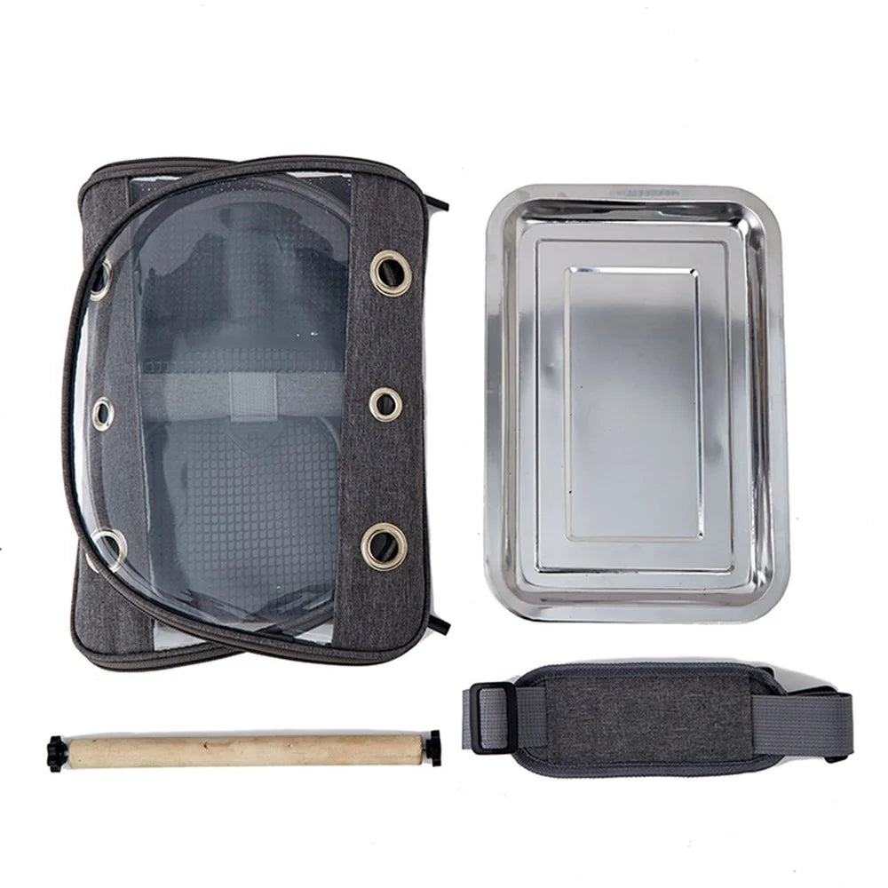 QS-107 Portable Pet Gift Bird Cage 300D Oxford Cloth Transparent PVC Bird Carrying Bag Parrot Pigeon Carrier - 5