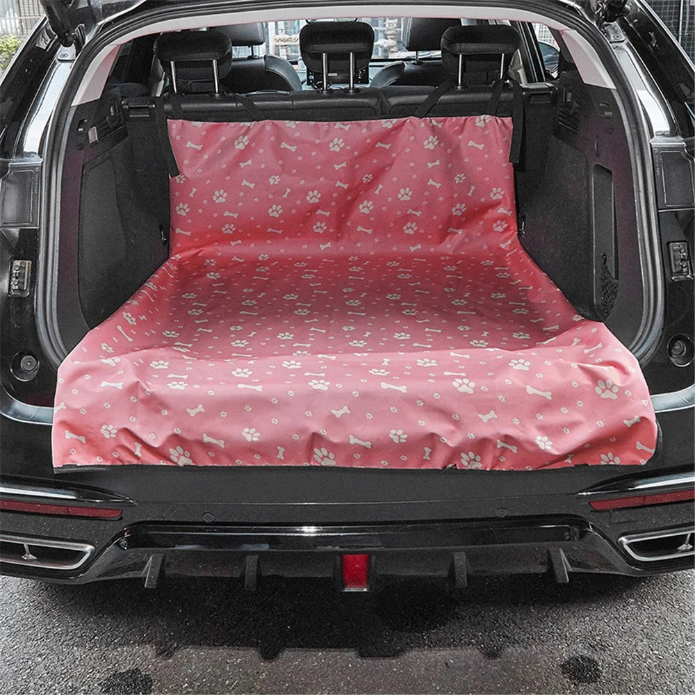 TG-PCU009 Waterproof Car Trunk Rear Back Seat Cover Pet Dog Seat Mat Protector Hammock Pad Liner - Pink / Claw - 2