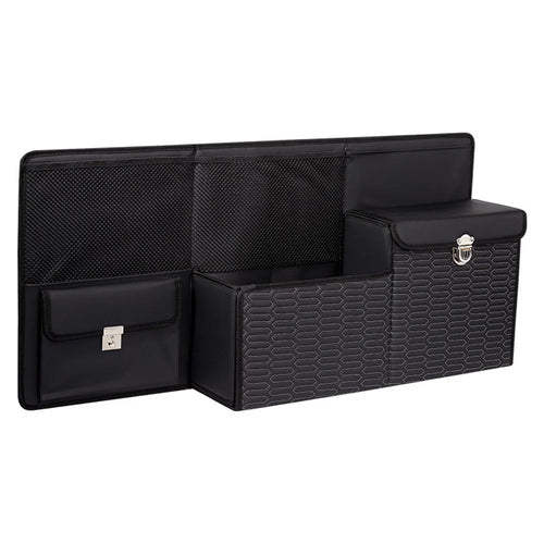 PU Leather Car Trunk Organizer Hanging Box Large Capacity Folding Storage Bag - Black - 1