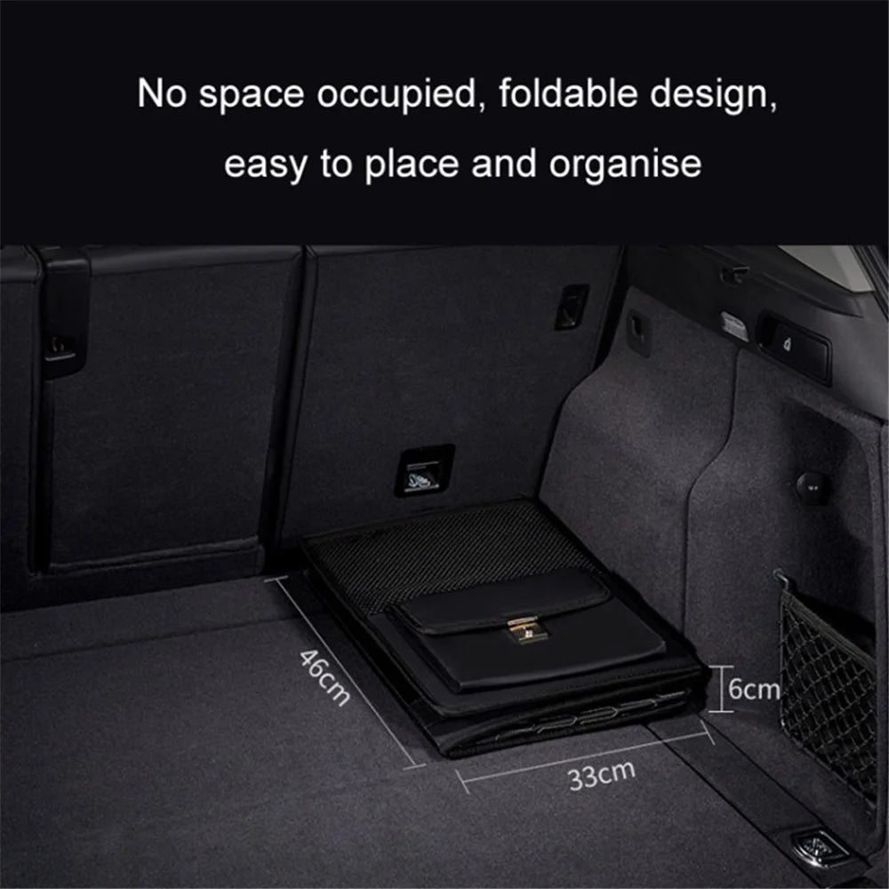PU Leather Car Trunk Organizer Hanging Box Large Capacity Folding Storage Bag - Black - 7