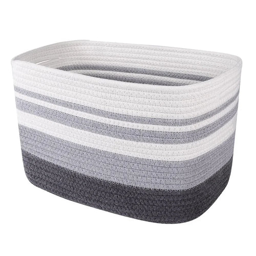 AB-091 Cotton Rope Color Splicing Storage Basket Toys Clothes Magazine Storage Basket - Grey - 1