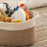 AB-008 Dirty Clothes Toys Magazine Storage Basket Dual Handle Cotton Rope Laundry Basket - White+Linen Color - 7