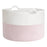 AB-019 Extra Large Dirty Clothes Blankets Toys Storage Basket Cotton Rope Round Laundry Basket - White+Pink+White - 1
