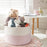 AB-019 Extra Large Dirty Clothes Blankets Toys Storage Basket Cotton Rope Round Laundry Basket - White+Pink+White - 3