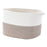 AB-030 Dirty Clothes Toys Sundries Storage Basket Cotton Rope Home Laundry Basket - White+Linen Color - 2
