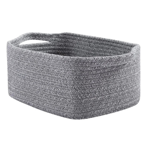 AB-096 Decorative Storage Box Woven Cotton Rope Basket for Toy, Makeup, Shampoo, Lotion, Book - Grey - 1