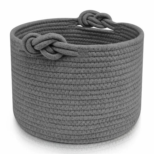 AB-039 Cotton Rope Woven Basket Large Storage Box for Baby Toy, Towel, Clothes - Grey - 1