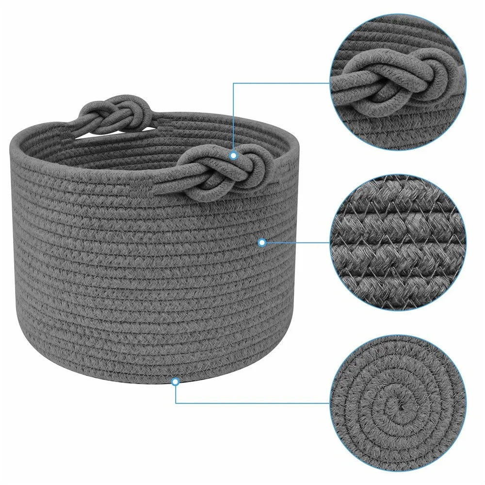 AB-039 Cotton Rope Woven Basket Large Storage Box for Baby Toy, Towel, Clothes - Grey - 7