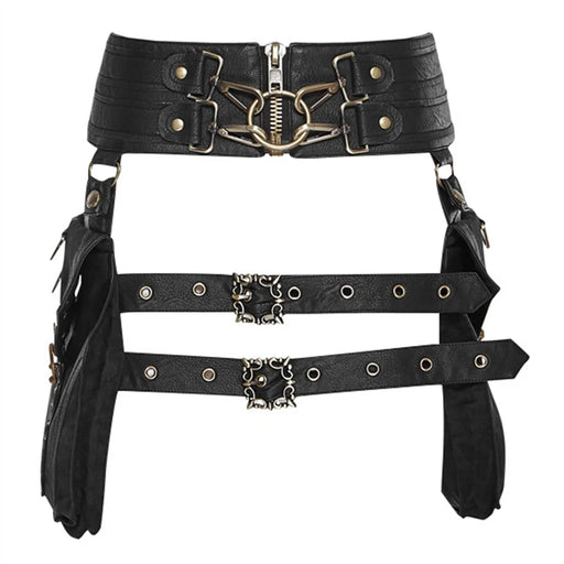 FBG003BK Crossover Waist Bag Fanny Pack PU Leather Leg Hip Pouch Casual Daypack Cosplay Costume Belt Purse - 2