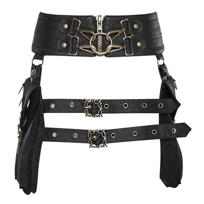 FBG003BK Crossover Waist Bag Fanny Pack PU Leather Leg Hip Pouch Casual Daypack Cosplay Costume Belt Purse - 2