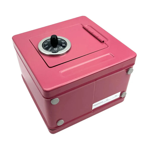 Password Lock Money Box Coin Saving Banknote Cash Piggy Bank Metal Safe Box - Pink - 1