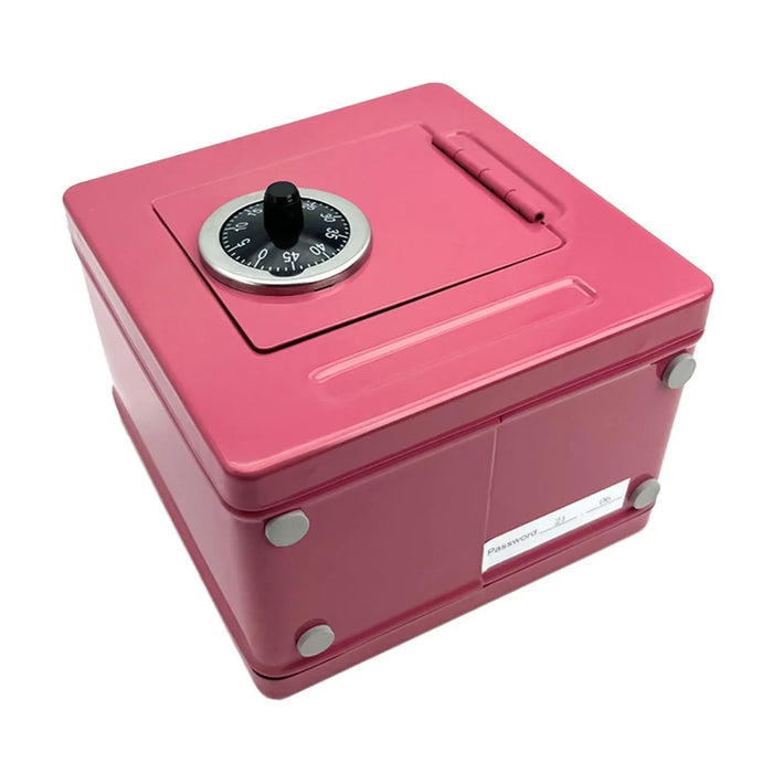 Password Lock Money Box Coin Saving Banknote Cash Piggy Bank Metal Safe Box - Pink - 1
