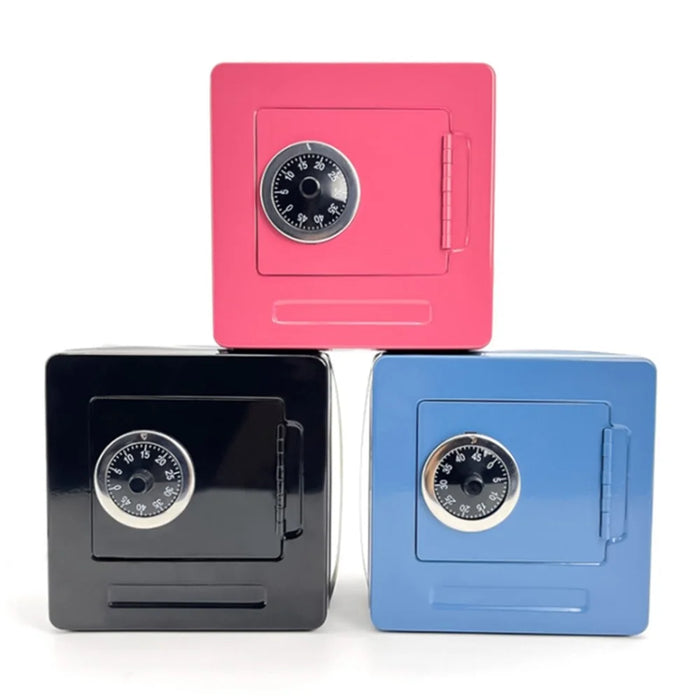 Password Lock Money Box Coin Saving Banknote Cash Piggy Bank Metal Safe Box - Pink - 3