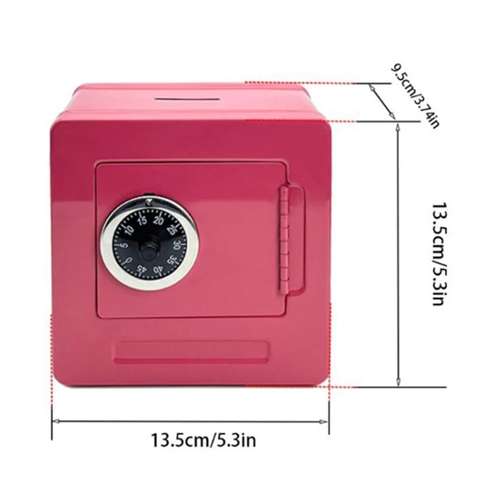 Password Lock Money Box Coin Saving Banknote Cash Piggy Bank Metal Safe Box - Pink - 4