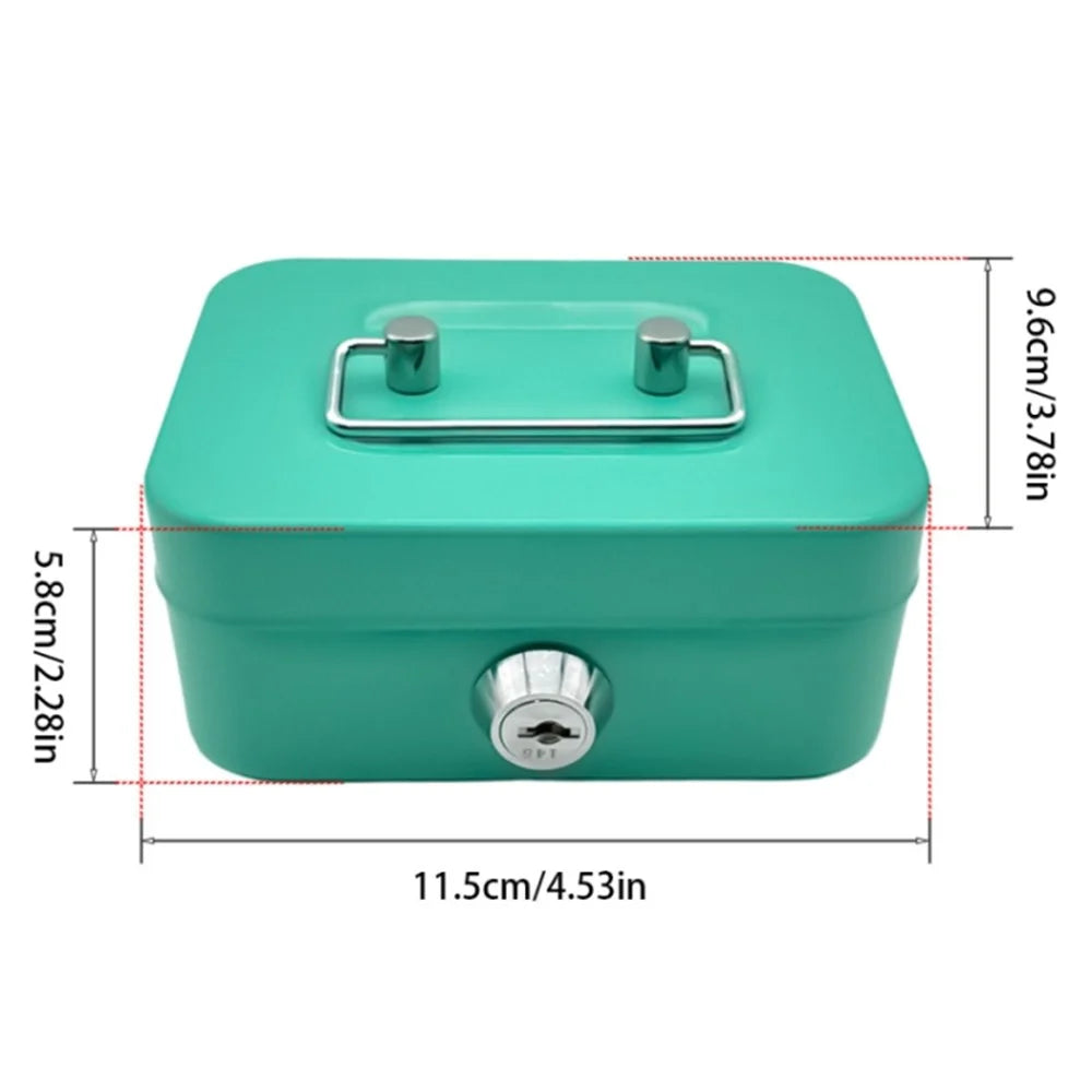 Money Box Metal Security Lock Box Lockable Money Bank Portable Small Coin Safe Box with Keys - Black - 4
