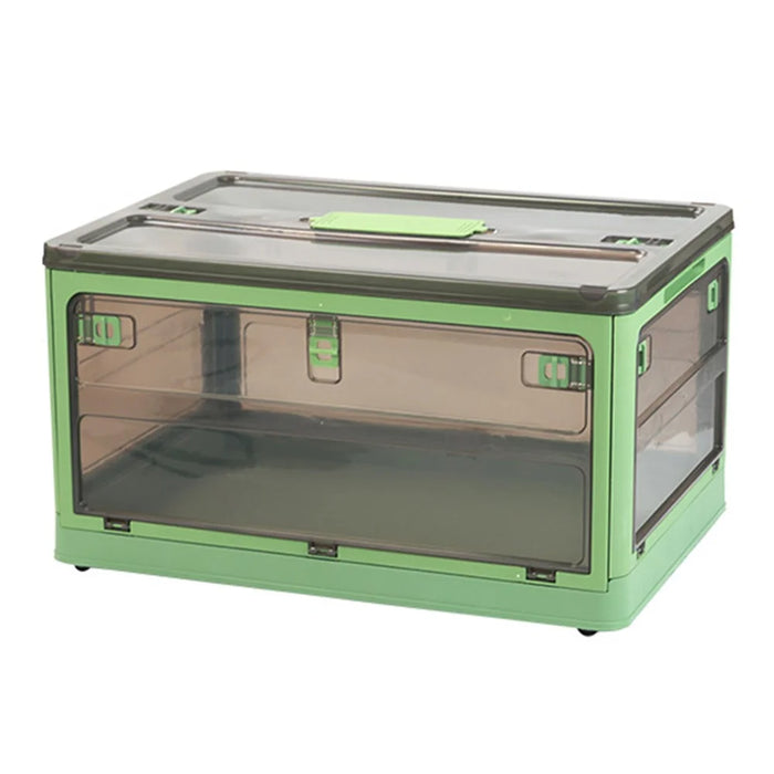 5-Sided Doors Folding PP Storage Box for Living Room (56 x 39 x 30cm, Size: L) - Green - 1
