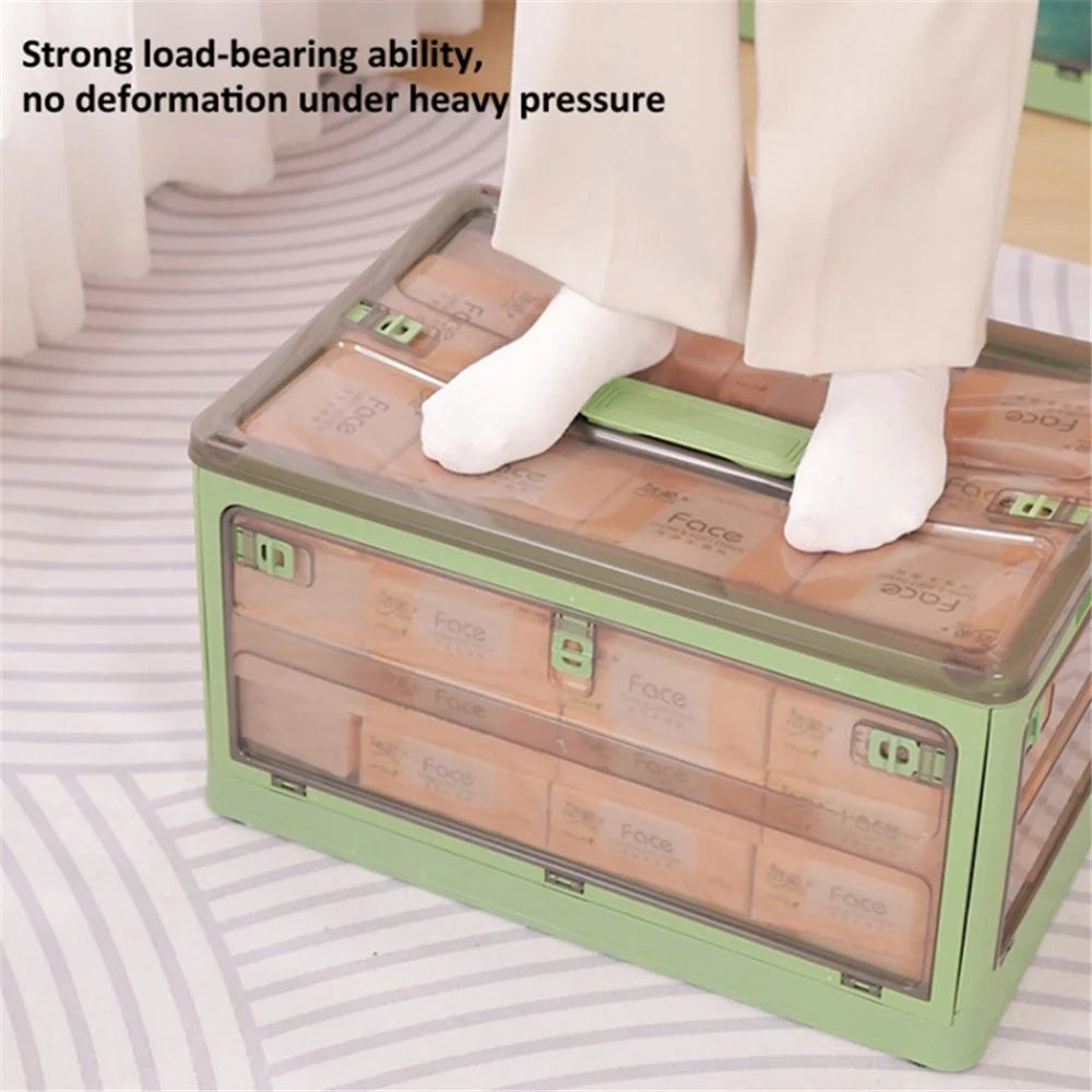 48 x 33.5 x 26cm 5-Sided Doors Folding Storage Box PP Household Organizer Container, Size: M - Green - 6
